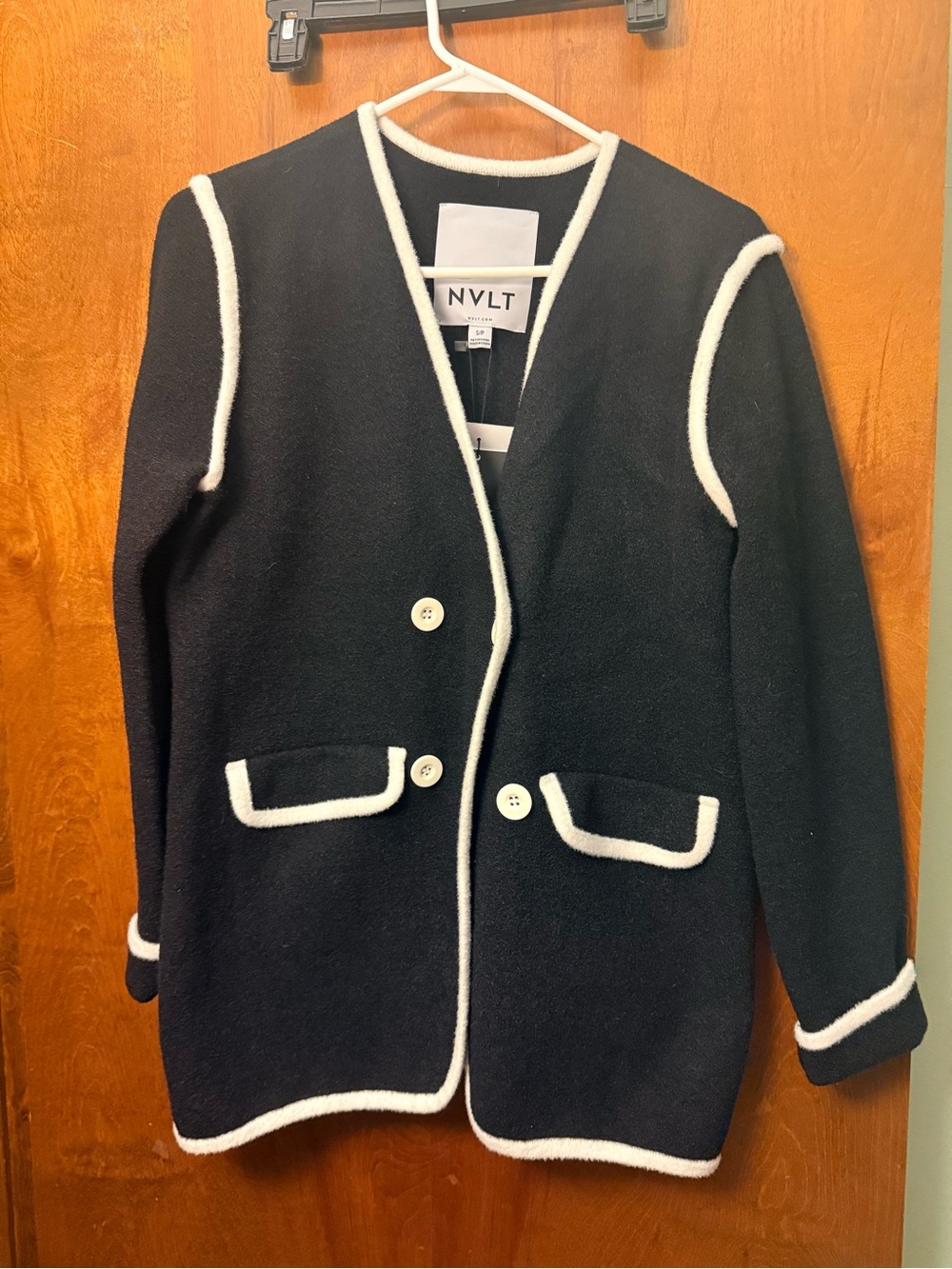 NVLT Black Jacket with White Trim - Women's Blazer